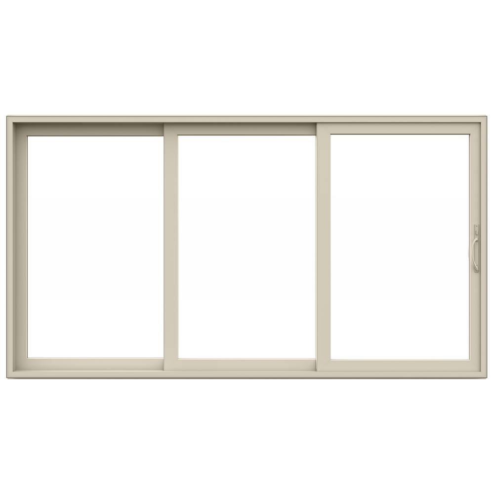 JELD-WEN V4500 Multi-Slide 141 in. x 80 in. Left-Hand Low-E Desert Sand Vinyl 3-Panel Prehung Patio Door