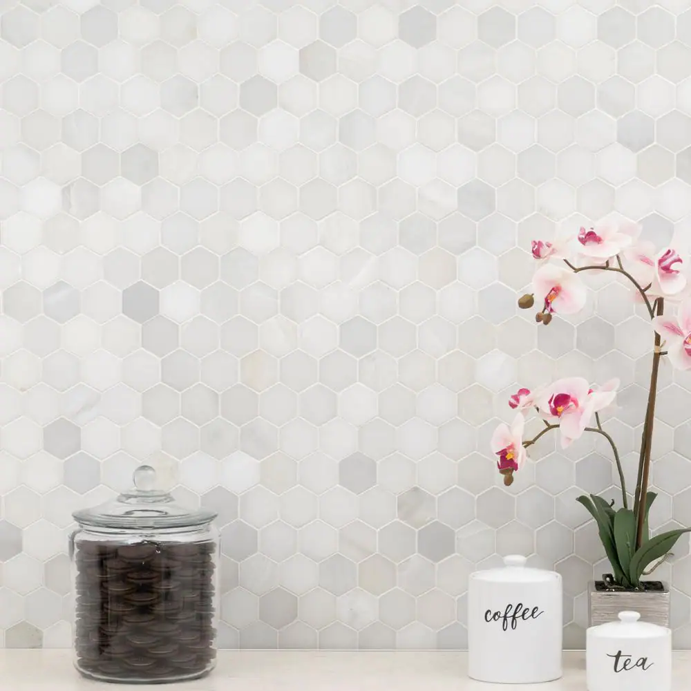 MSI Greecian White 2 in. Hexagon 12 in. x 12 in. Polished Marble Floor and Wall Mosaic Tile (0.98 sq. ft./Each)