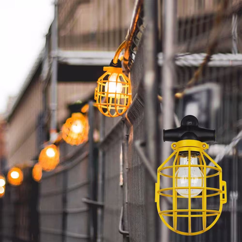 Sunlite 50 ft. 14/2/SL 5-Light Indoor Outdoor Commercial Grade Cage Work String Lights - Yellow