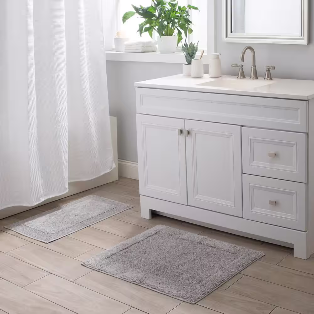 None COTTON GRAY BRIGHTON BATH MAT 2- Piece Set