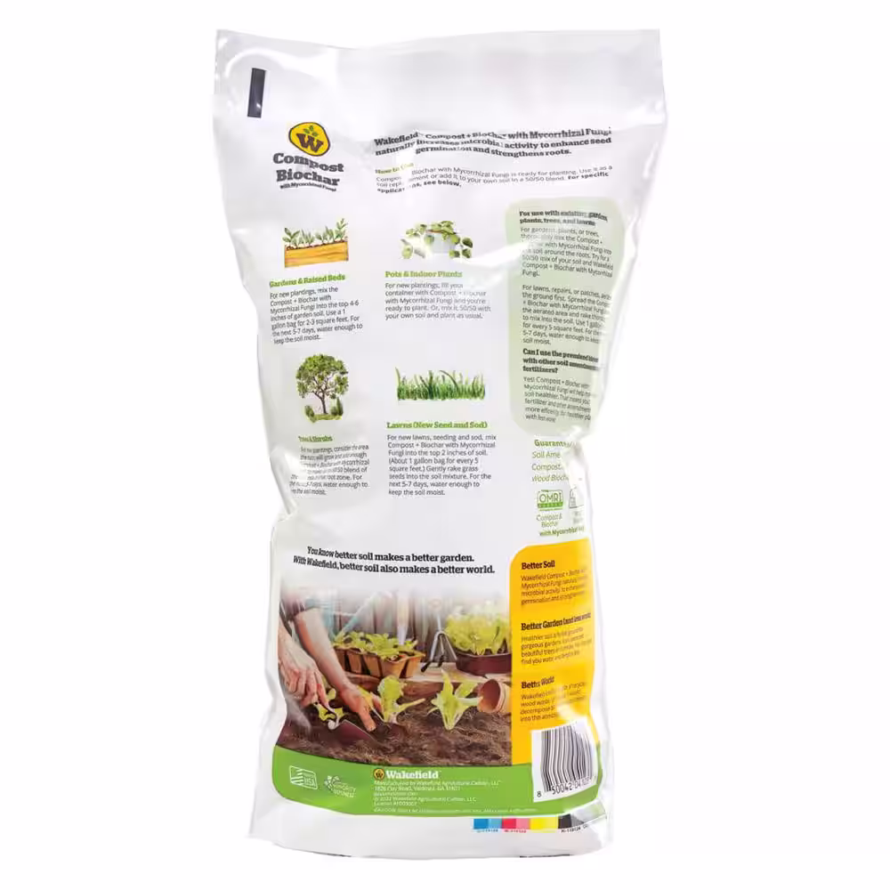 WAKEFIELD Compost + BioChar with Mycorrhizal Fungi Soil Amendment - 1 Gallon Bag