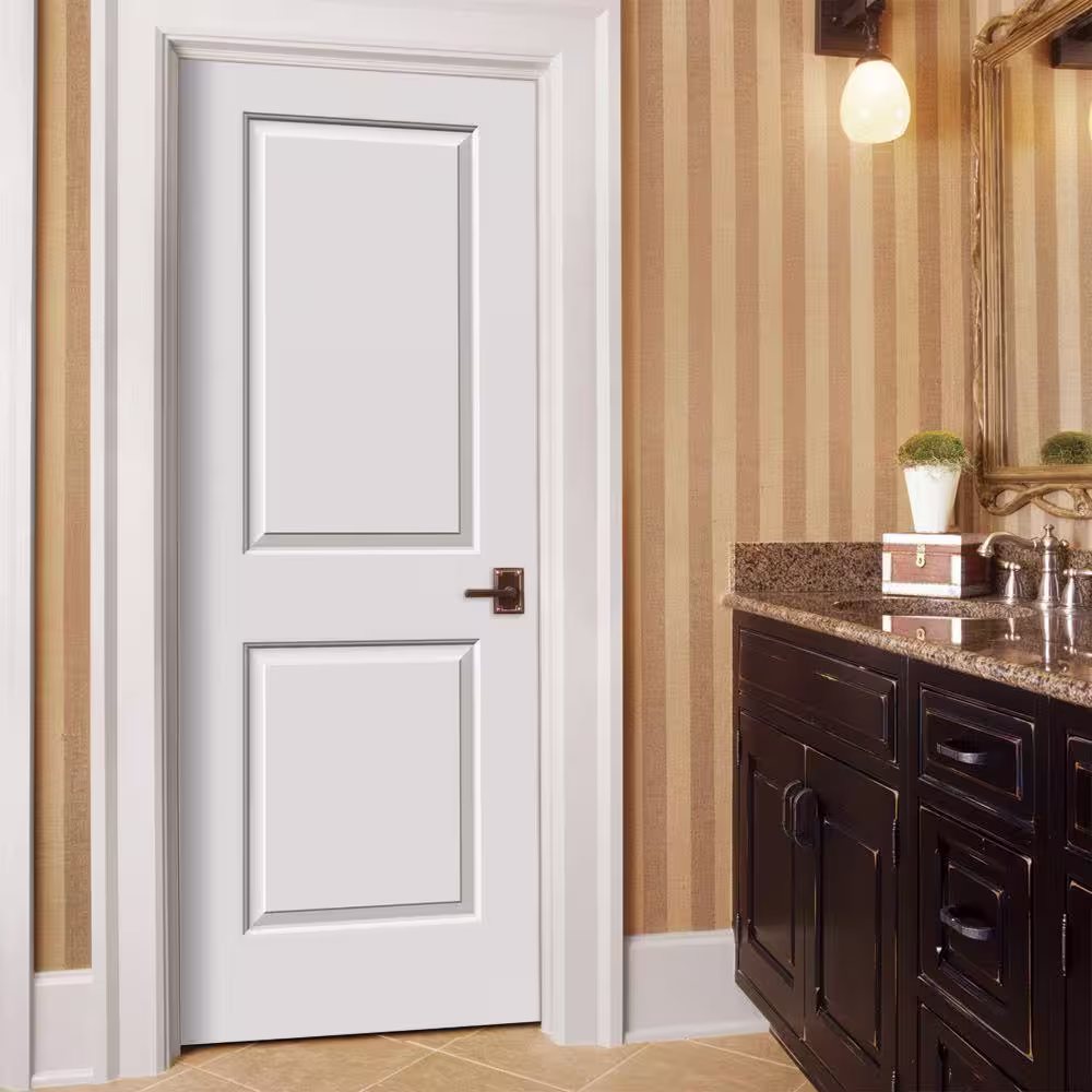 JELD-WEN 30 in. x 80 in. 2 Panel Cambridge Primed Smooth Solid Core Molded Composite MDF Interior Door Slab