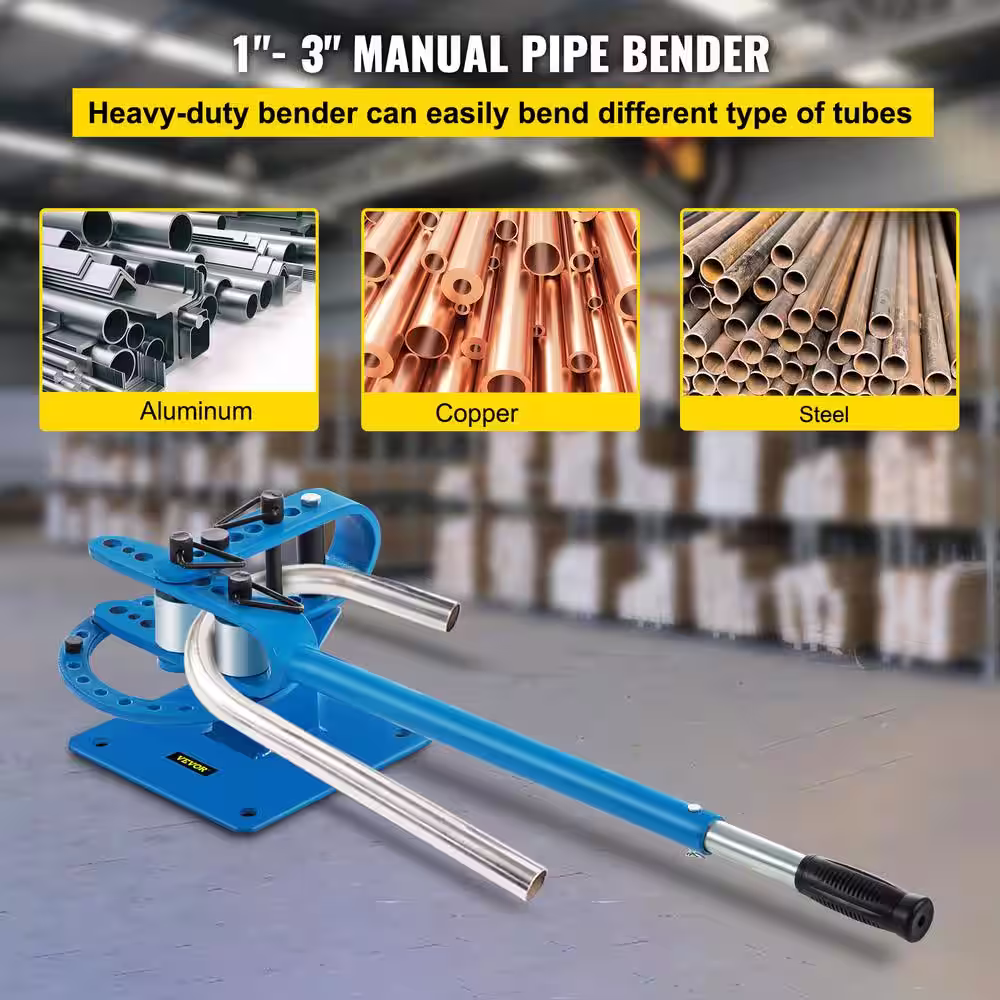 None 1/4 in. to 7/8 in. Pipe Bender Manual 0 to 90 Bending Degree Tube Bender for HVAC Repair Shops Steel Metal Copper