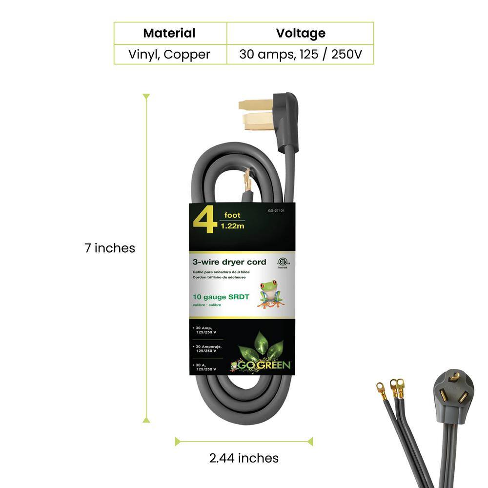 GoGreen Power 4 ft. 10-Gauge SRDT Dryer Cord