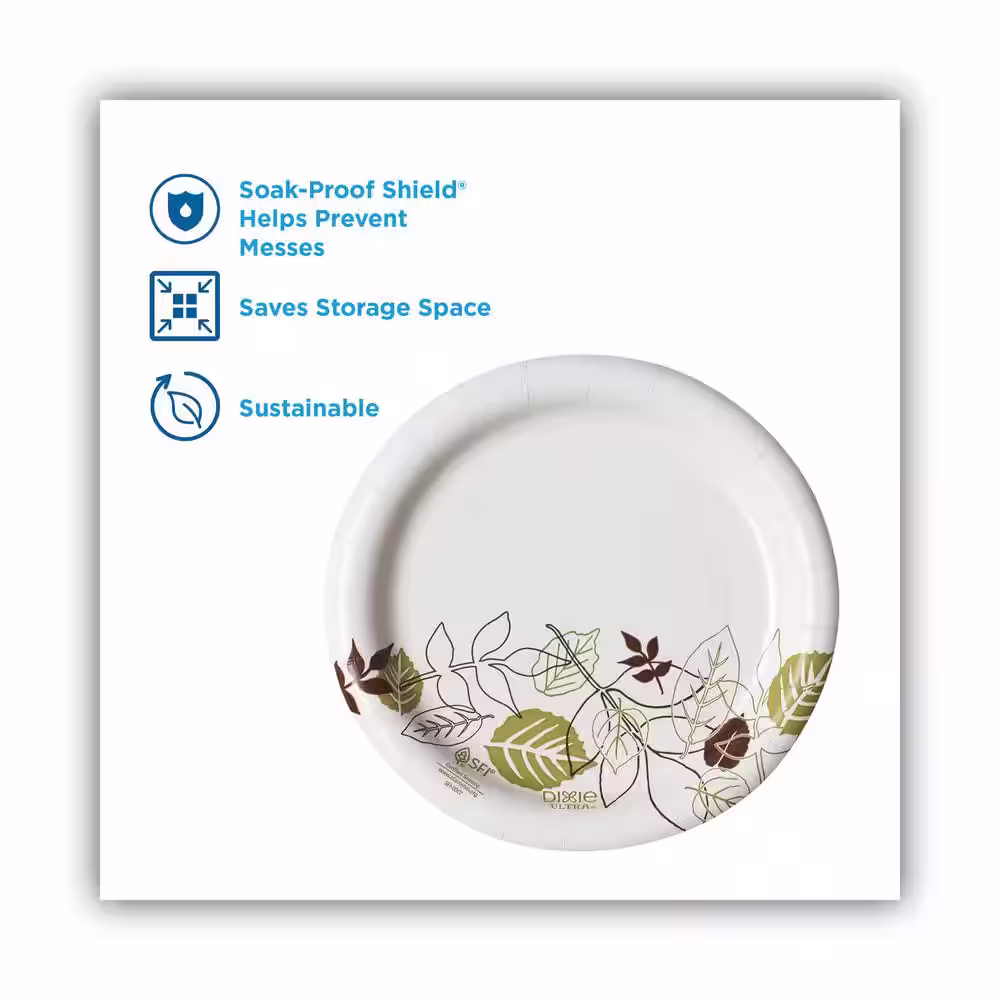 DIXIE Pathways 6.88 in. Green/Burgundy Soak-Proof Shield Mediumweight Disposable Paper Plates, WiseSize (125 Per Case)