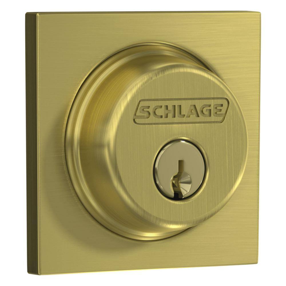 Schlage B60 Series Collins Satin Brass Single Cylinder Deadbolt Certified Highest for Security and Durability