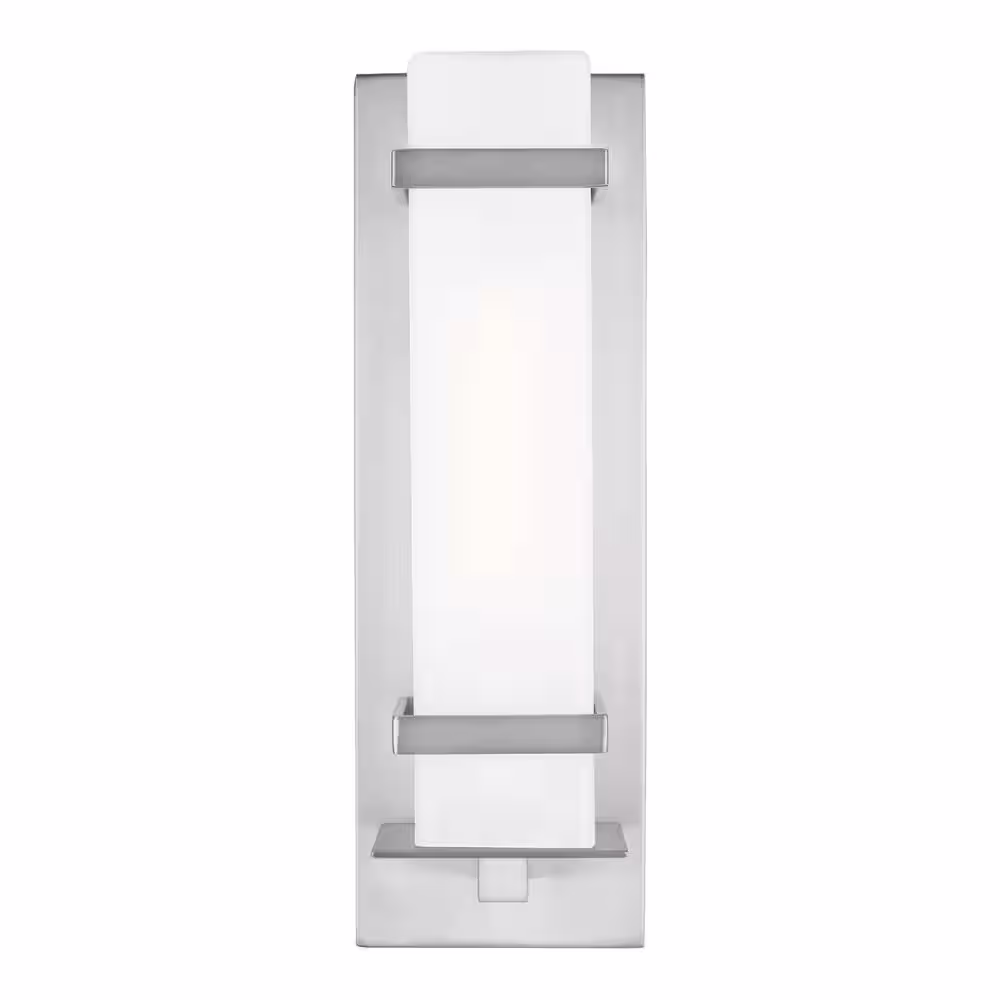 Generation Lighting Alban 1-Light Satin Aluminum Outdoor Wall Lantern Sconce