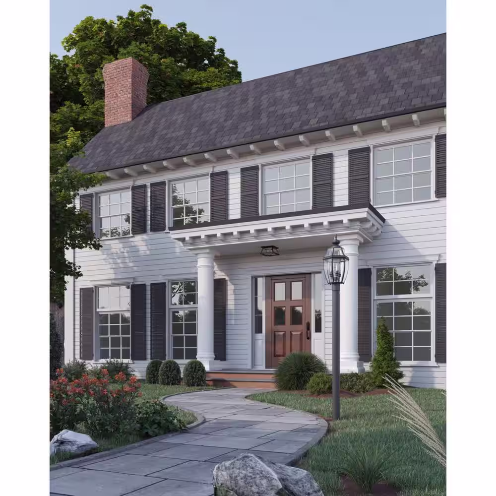 Progress Lighting New Haven Collection 3-Light Textured Black Clear Beveled Glass New Traditional Outdoor Post Lantern Light