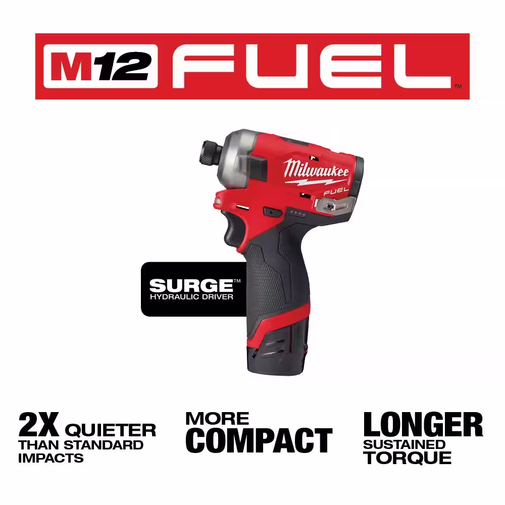 Milwaukee M12 FUEL 12V Lithium-Ion Brushless Cordless SURGE 1/4 in. Hex Impact Driver and Oscillating Multi-Tool Combo Kit
