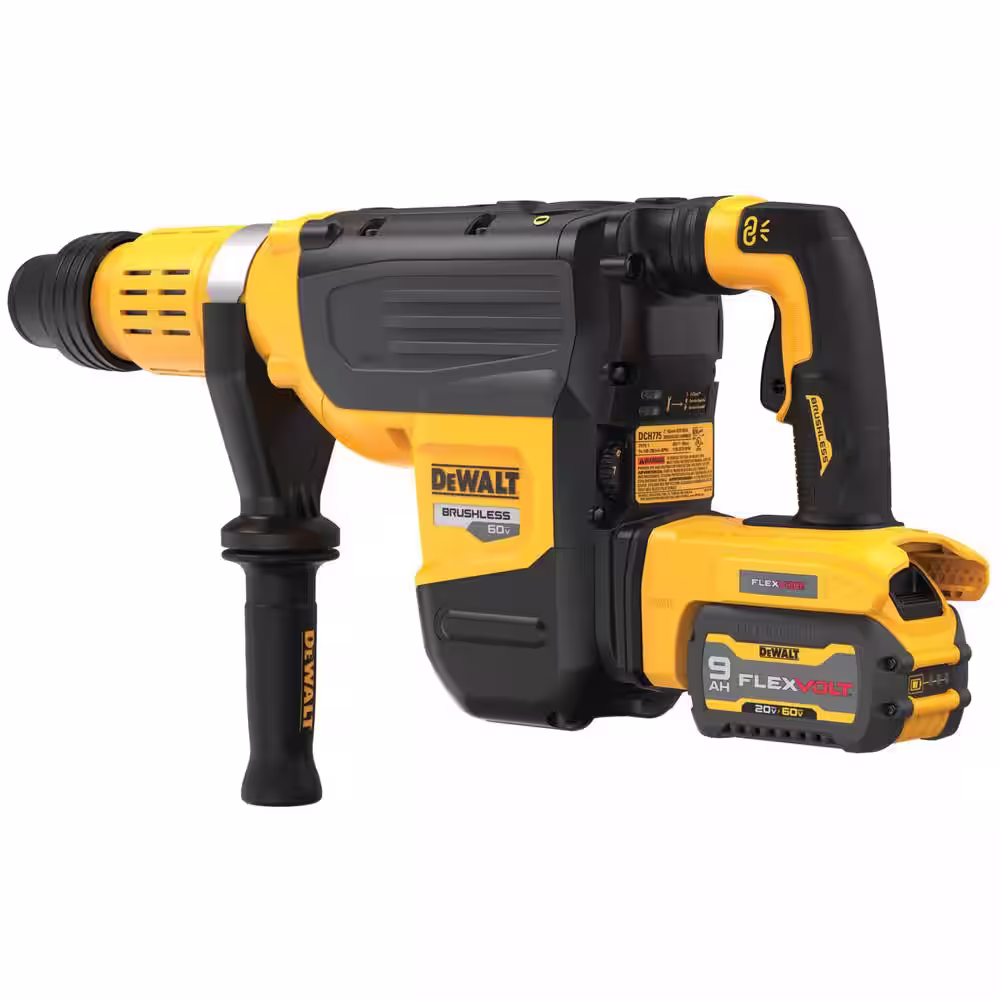 DEWALT 60V FLEXVOLT Lithium-Ion Cordless Brushless 2 in. SDS MAX Rotary Hammer Kit, (2) 9.0Ah Batteries, Charger and Kit Box