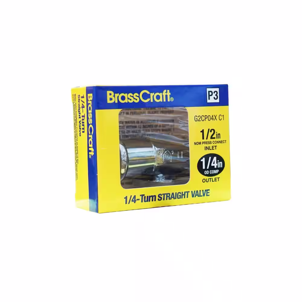 BrassCraft 1/2 in. Press Connect Inlet x 1/4 in. Compression Outlet 1/4 Turn Straight Valve