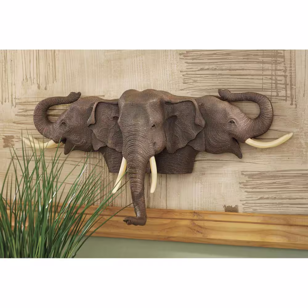 Design Toscano 9 in. x 19 in. Raised Expectations Elephant Wall Sculpture