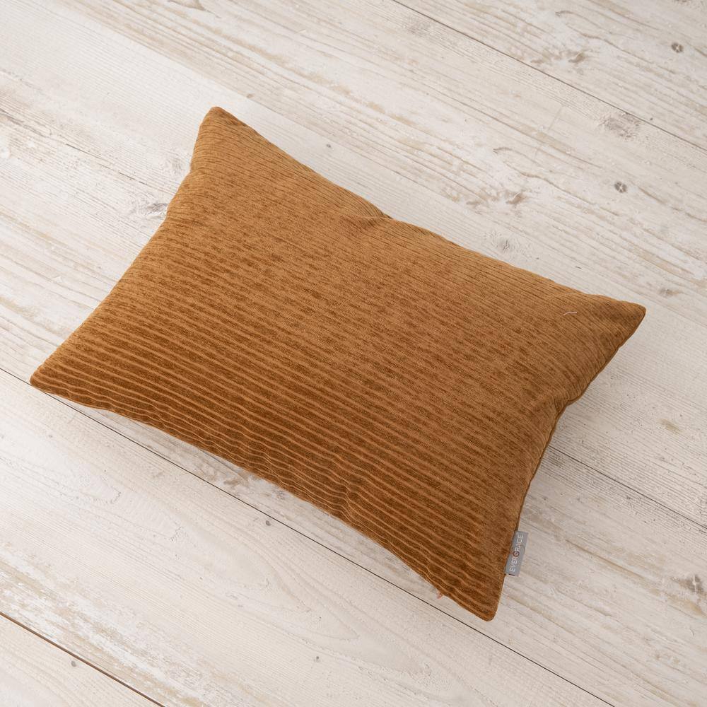 None Opulence Chenille Stripes Lumbar 20 in. x 14 in. Sudan Brown
