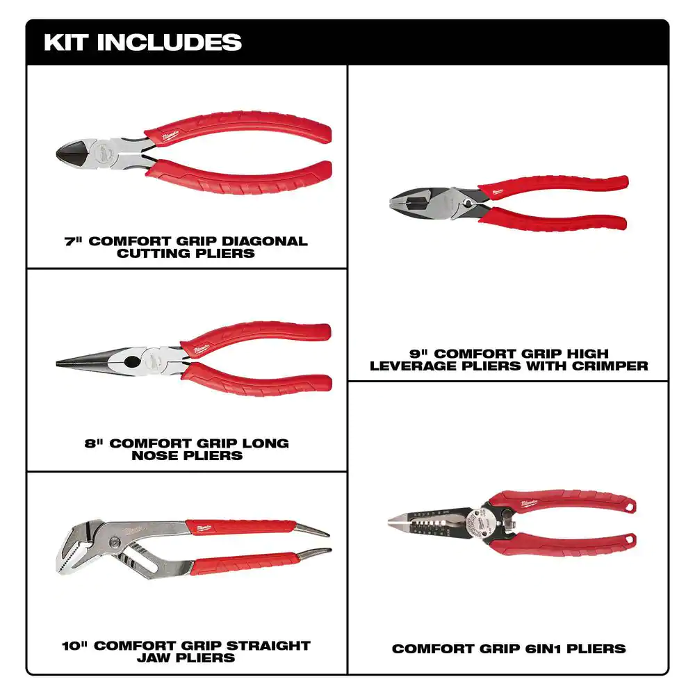 Milwaukee Electrician's Pliers Hand Tool Set (5-Piece)