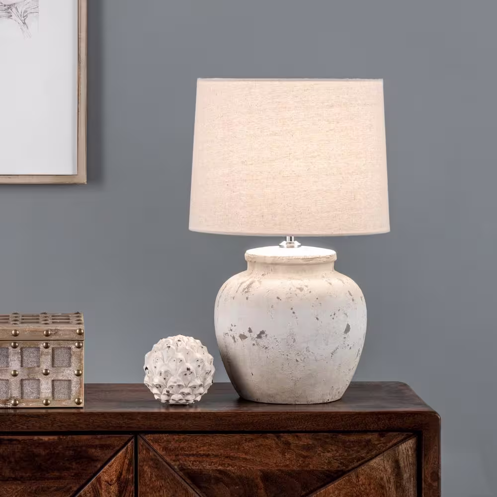 nuLOOM Osaka 20 in. Gray Ceramic Contemporary Table Lamp with Shade