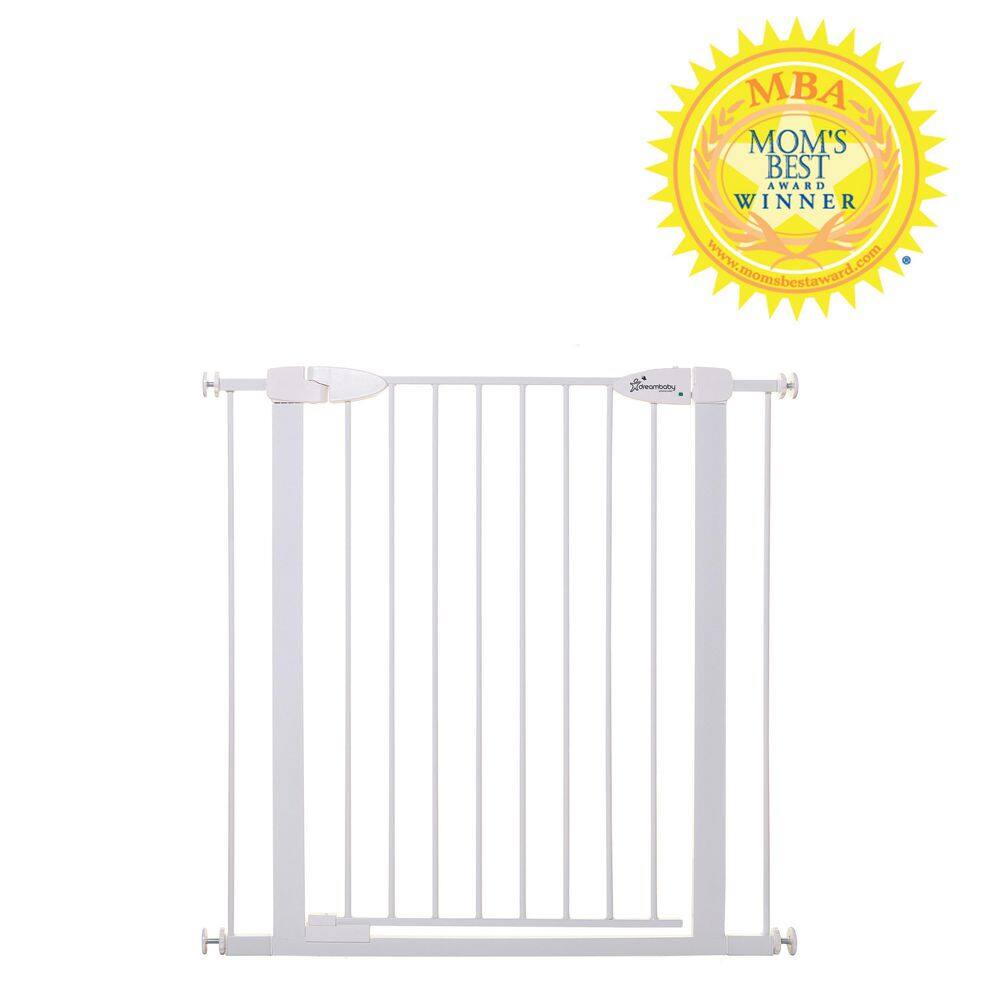 Dreambaby 36 in. Extra Tall Metal Boston 29.5 in.-38 in. Wide Pressure Mounted Auto-Close Baby Gate - White