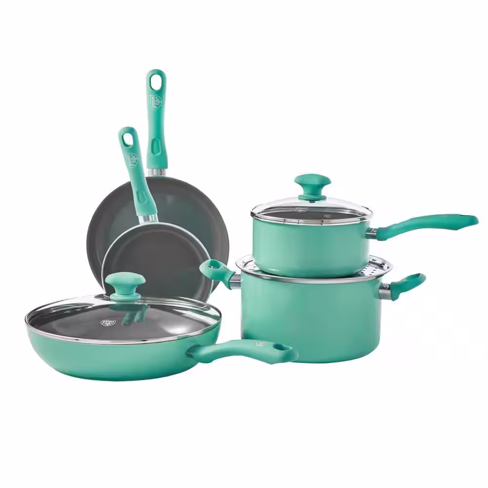 GreenLife Diamond 13-Piece Aluminum Ceramic Nonstick Cookware Set in Turquoise