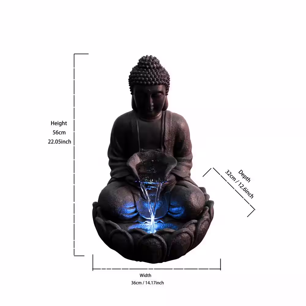 None Meditating Buddha Waterfall Fountain With LED