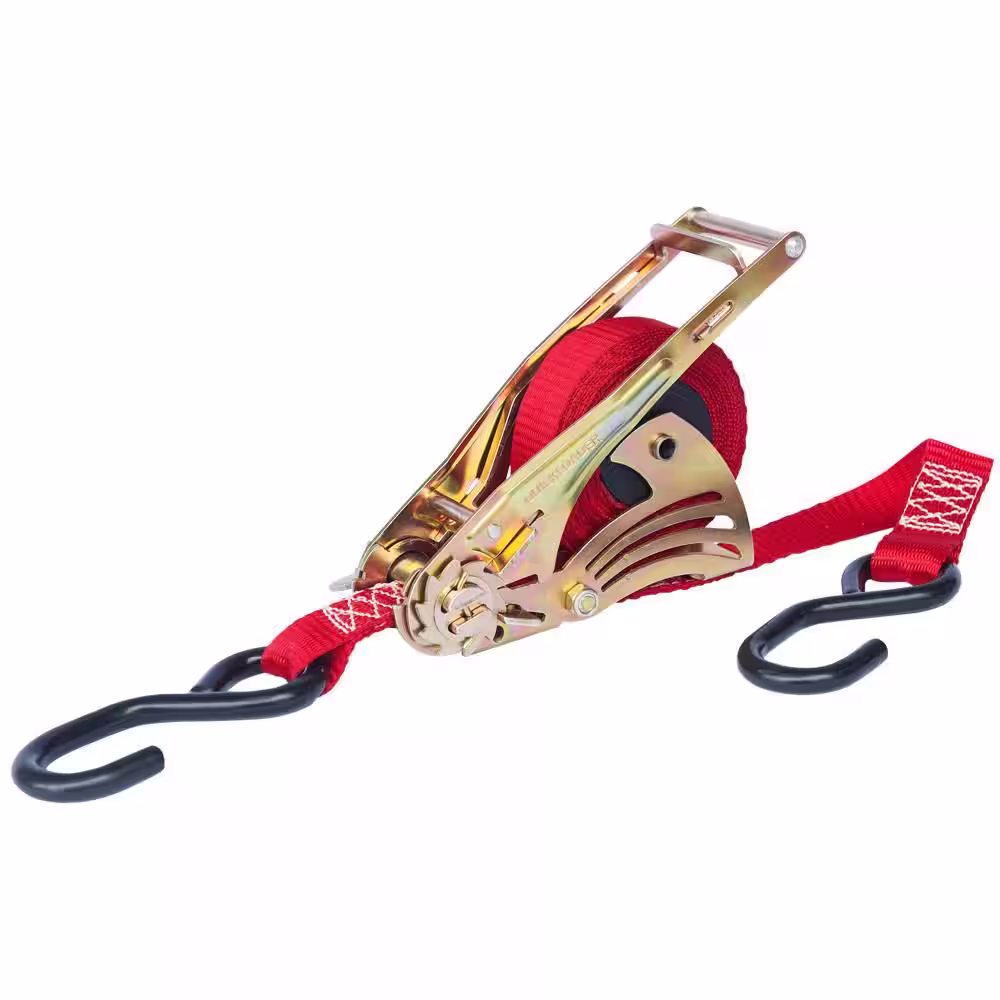 Quickloader 1500 lbs. Retractable Ratchet Tie Down Strap (2-Pack)