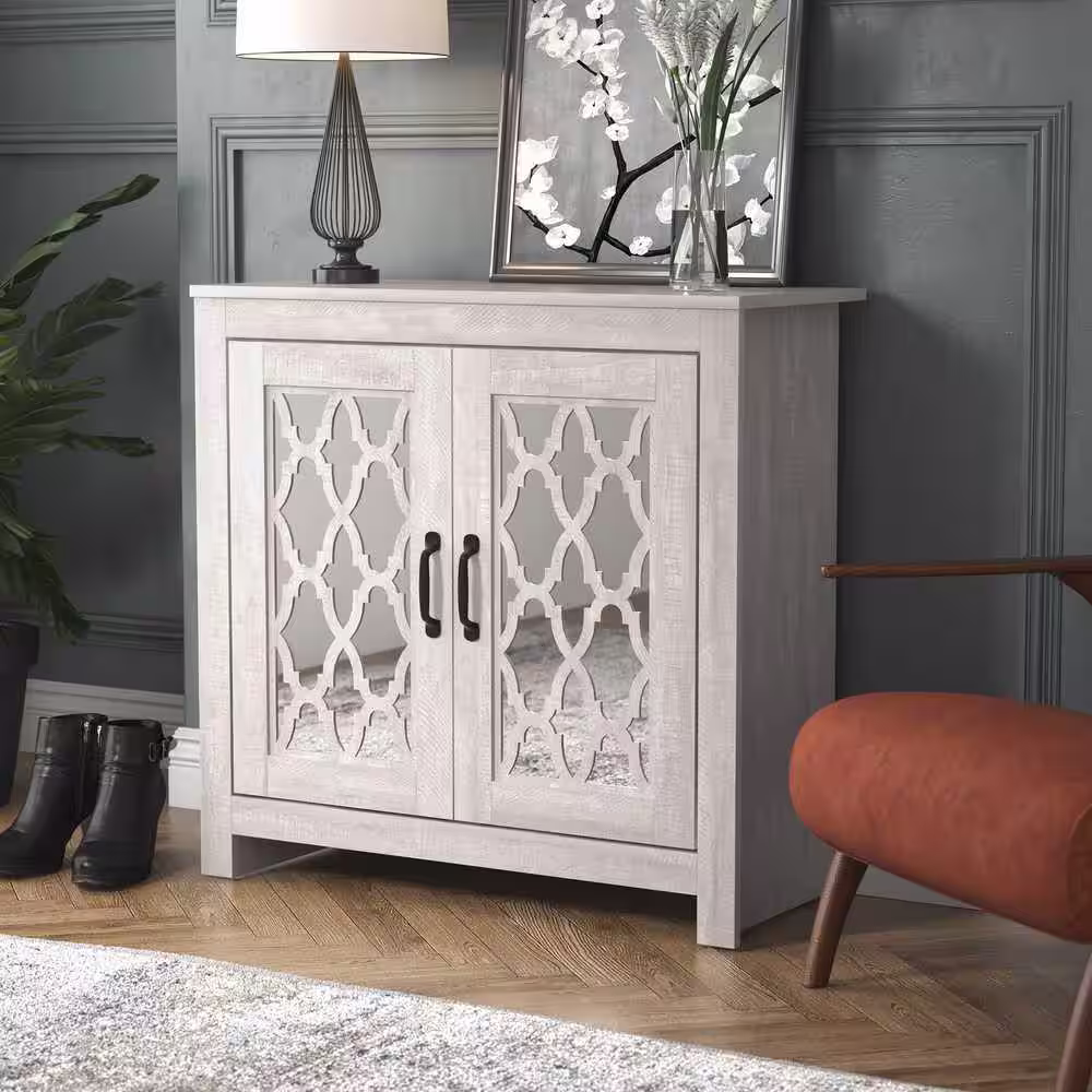 GALANO Heron 30.2 in. H X 30.9 in. W Dusty Grey Oak 12 Pairs 2 Doors Shoe Cabinet