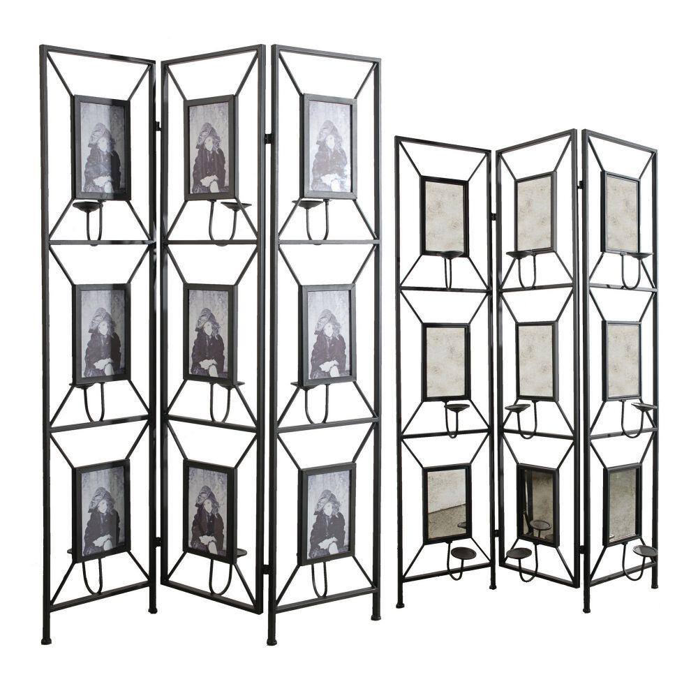 Benjara Black 3-Panel Modern Photo Frame-Panels Folding Screen Room Divider