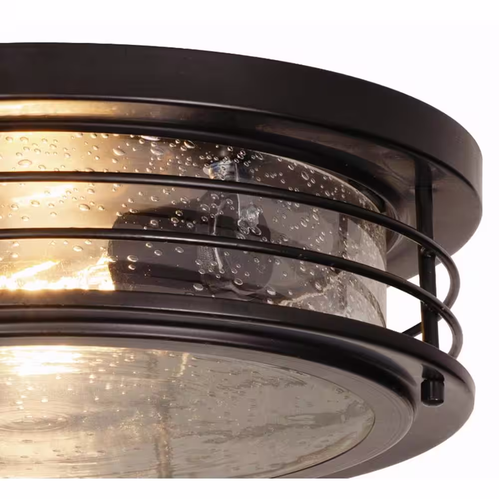 AFX Archer 3.88 in. 2-Light Black Smart Flush Mount