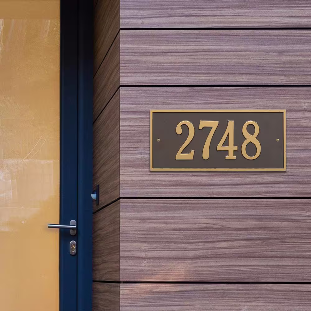 Whitehall Products Hartford Rectangular Bronze/Gold Standard Wall 1-Line Address Plaque