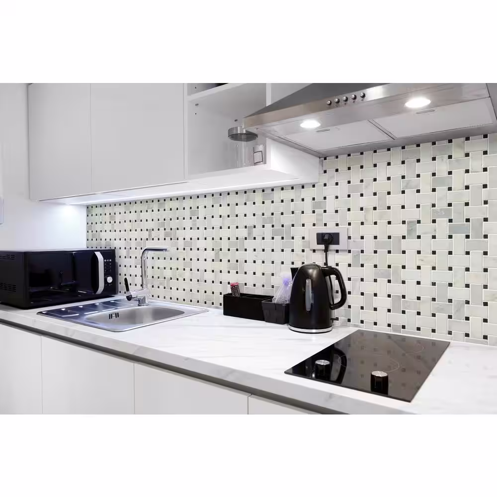 MSI Greecian White Basket Weave 12 in. x 12 in. x 10mm Honed Marble Mesh-Mounted Mosaic Tile (10 sq. ft. / case)