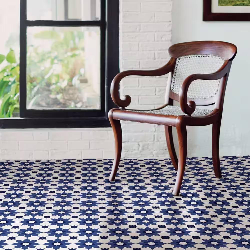 FloorPops Zellige 12 in. W x 12 in. L Blue Peel & Stick Vinyl Tile Flooring (20 sq. ft./case)