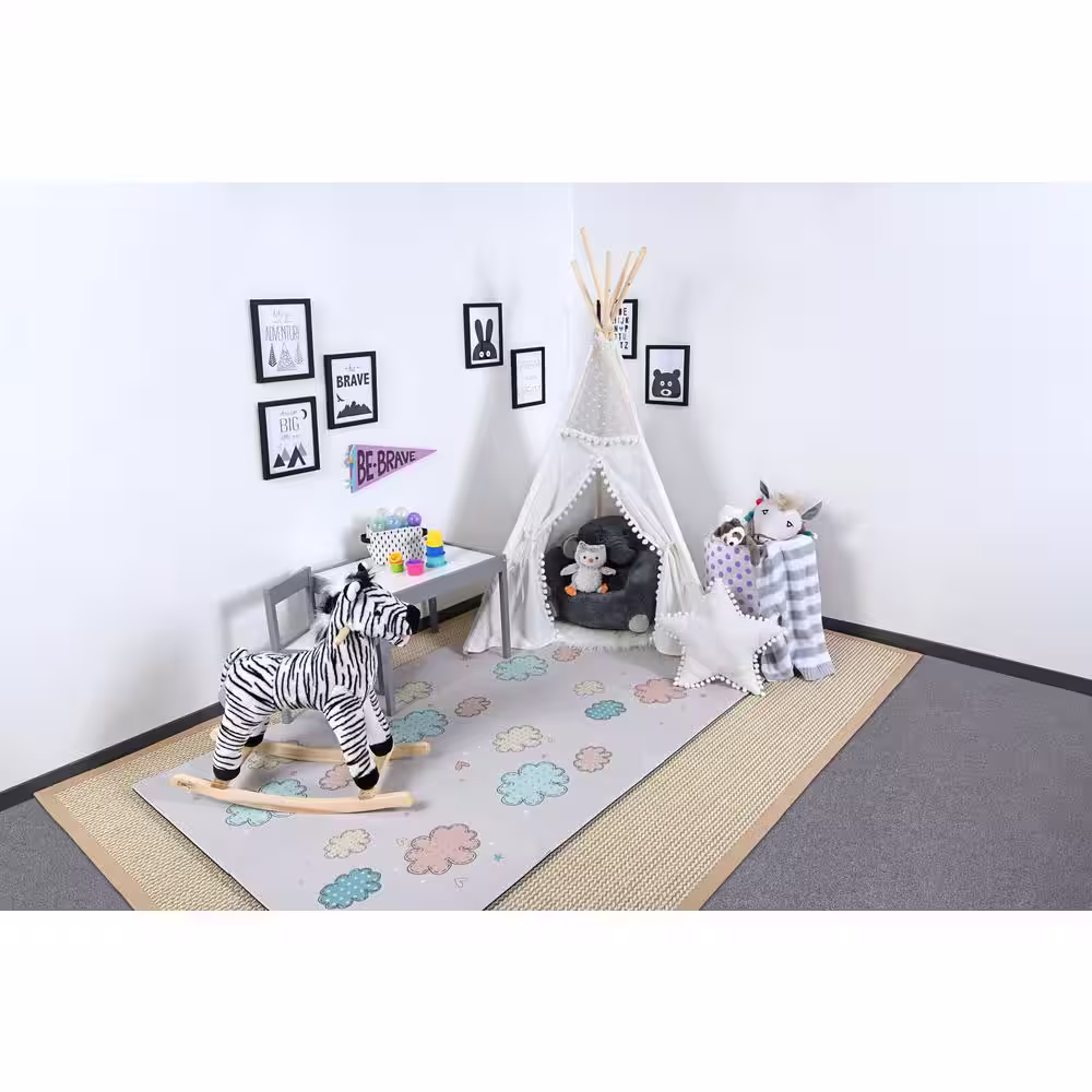 Norsk Reversible Clouds/Blue Children's Designer 24 in. x 24 in. x 0.47 in. Foam Mats (4-Pack)