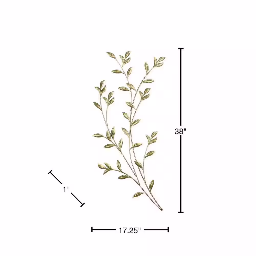 Habitat 38 in. x 17.25 in. Saba Metallic Gold Leafy Boughs Wall Art