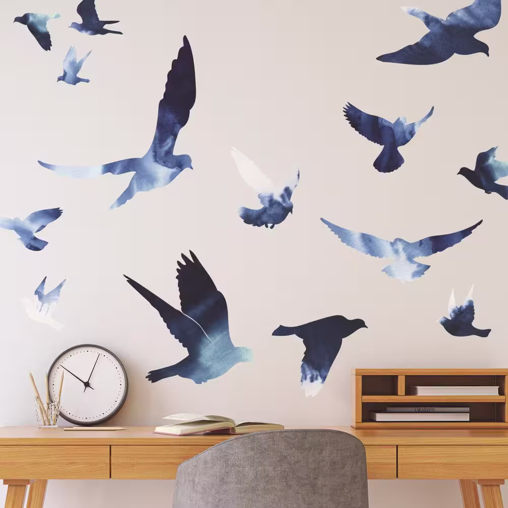 RoomMates Blue Birds In Flight Giant Wall Decals
