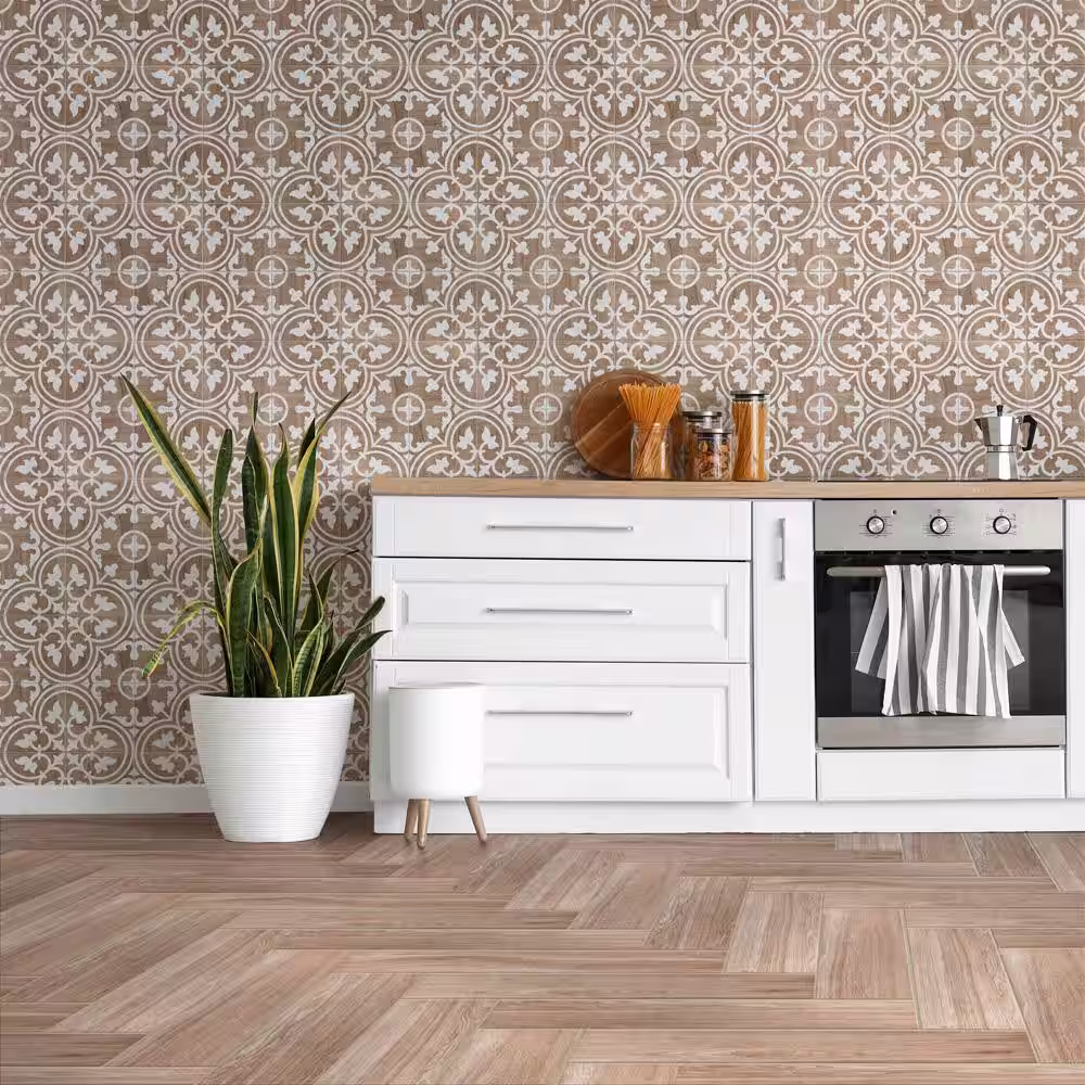 Merola Tile Llama Arte Loire Verso Noce 9-3/4 in. x 9-3/4 in. Porcelain Floor and Wall Tile (10.88 sq. ft./Case)