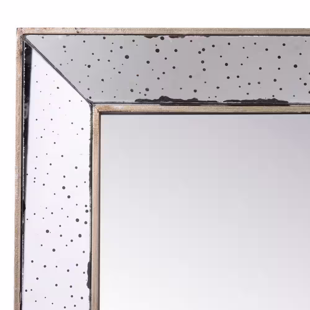 Benjara 1.4 in. W x 18.1 in. H Wood Frame Silver Square Wall Accent Mirror with Raised Tray Edges