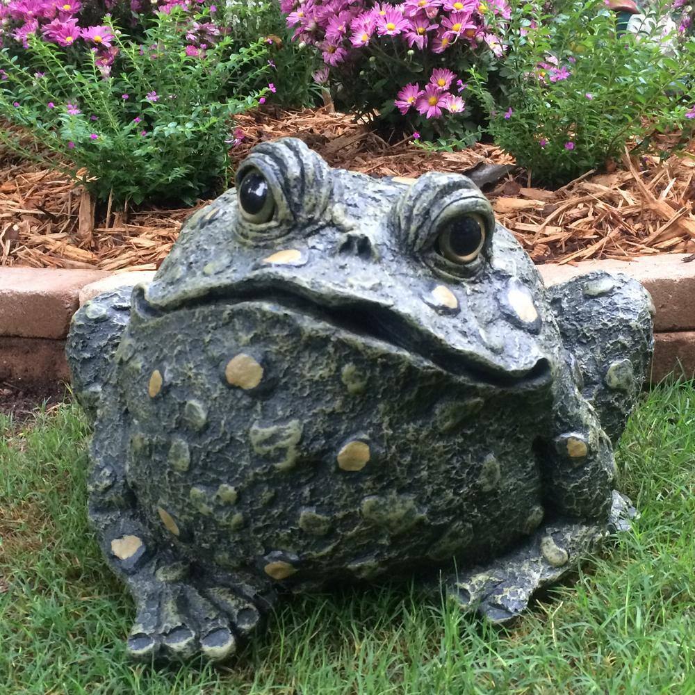 HOMESTYLES 10.5 in. H Toad Hollow Extra-Large Classic Toad Whimsical Home and Garden Statue