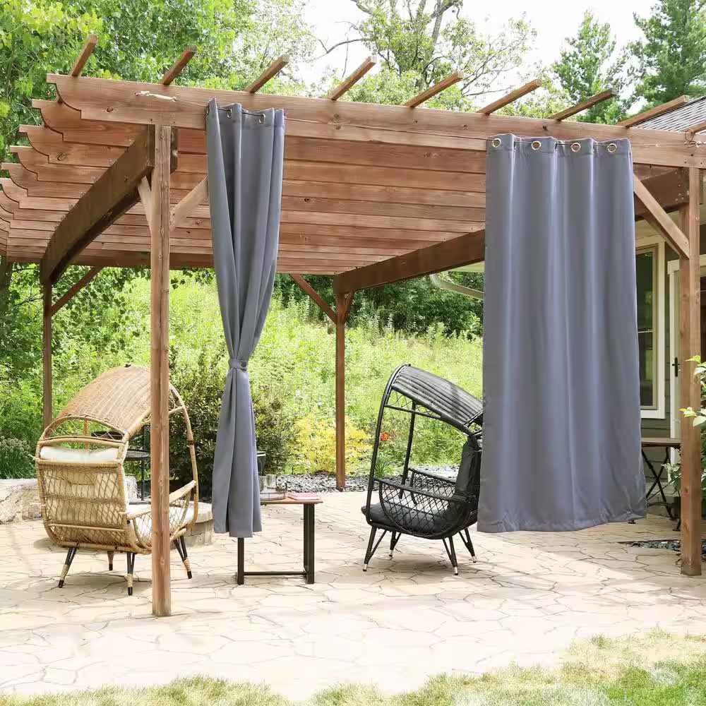 Sunnydaze Decor 2 Indoor/Outdoor Blackout Curtain Panels with Grommet Top - 52 x 96 in (1.32 x 2.43 m) - Gray