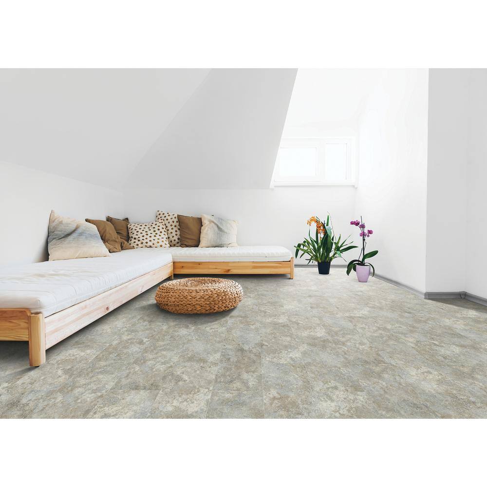 Mohawk Basics Dark Gray Tones 20 MIL T x 12 in. W x 24 in. L Waterproof Glue Down Vinyl Tile Flooring (2160 sq. ft /Pallet)