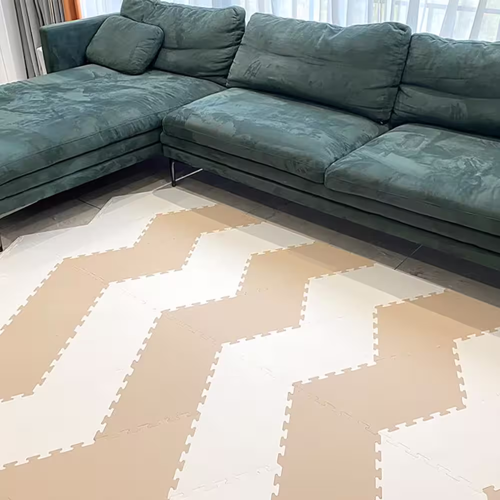 None White Beige 11 in. x 22 in. x 0.55 in. Beige Trapezoid EVA Interlocking Foam Floor Mat 20 sq ft. (18-Tiles Per Case)