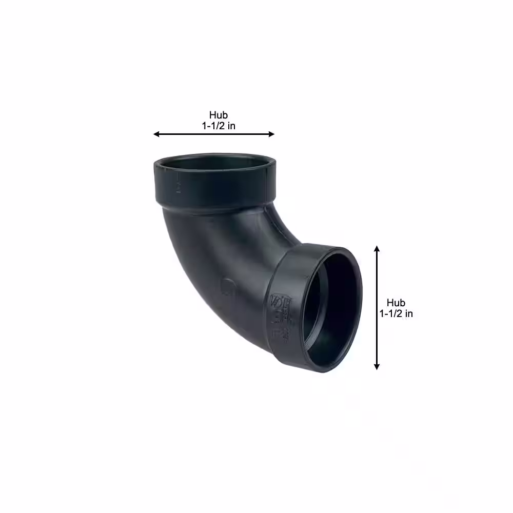 NIBCO 1-1/2 in. ABS DWV 90-Degree Hub x Hub Elbow