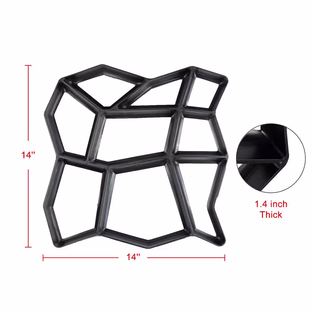 Wellco 14 in. x 14 in. Black Plastic DIY Paver Mold Reusable Concrete Stepping Stone Paver Walk Way Mold