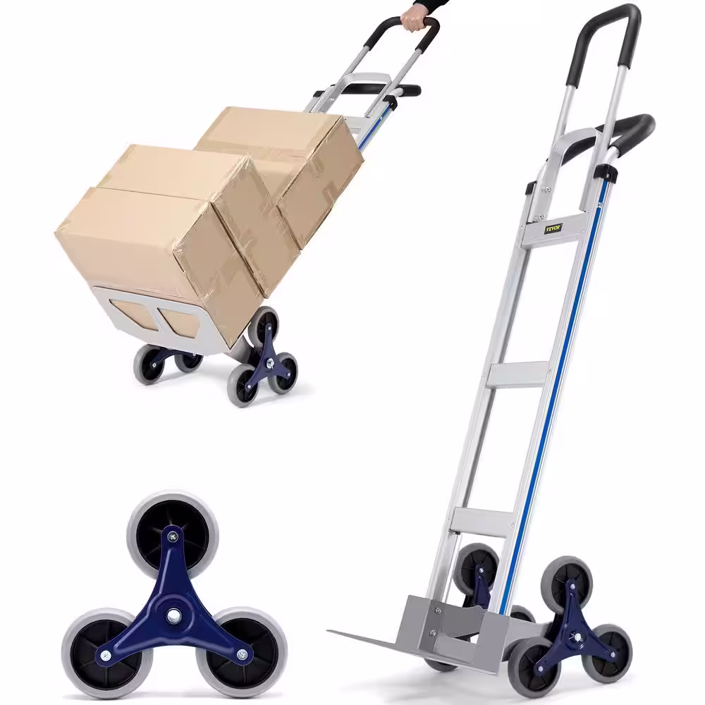 VEVOR Aluminum Hand Truck Stair Climber 550 lbs. Capacity Stair Climbing Cart with Dual Handles and Triangle Wheels