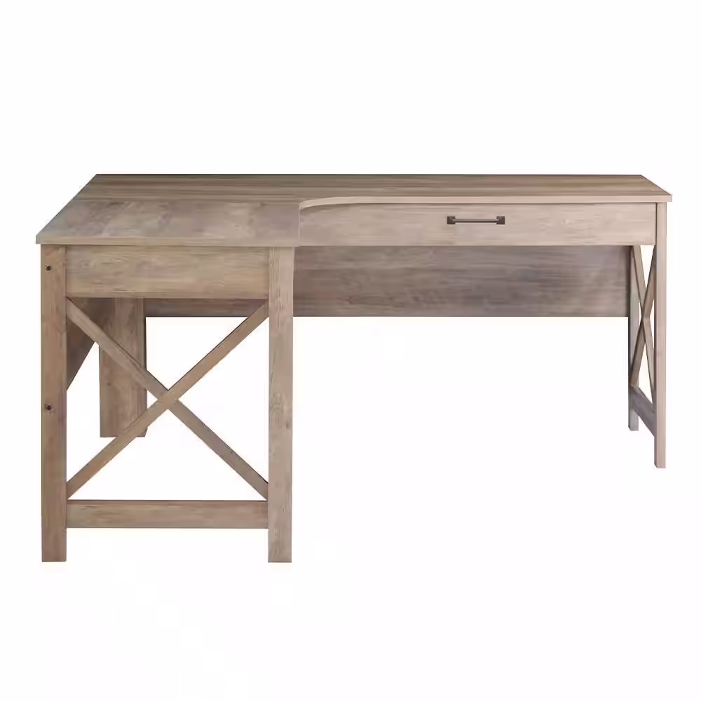 None Alaska 62.3 in. L-Shaped Rustic Oak Wood 1-Drawer Writing Desk