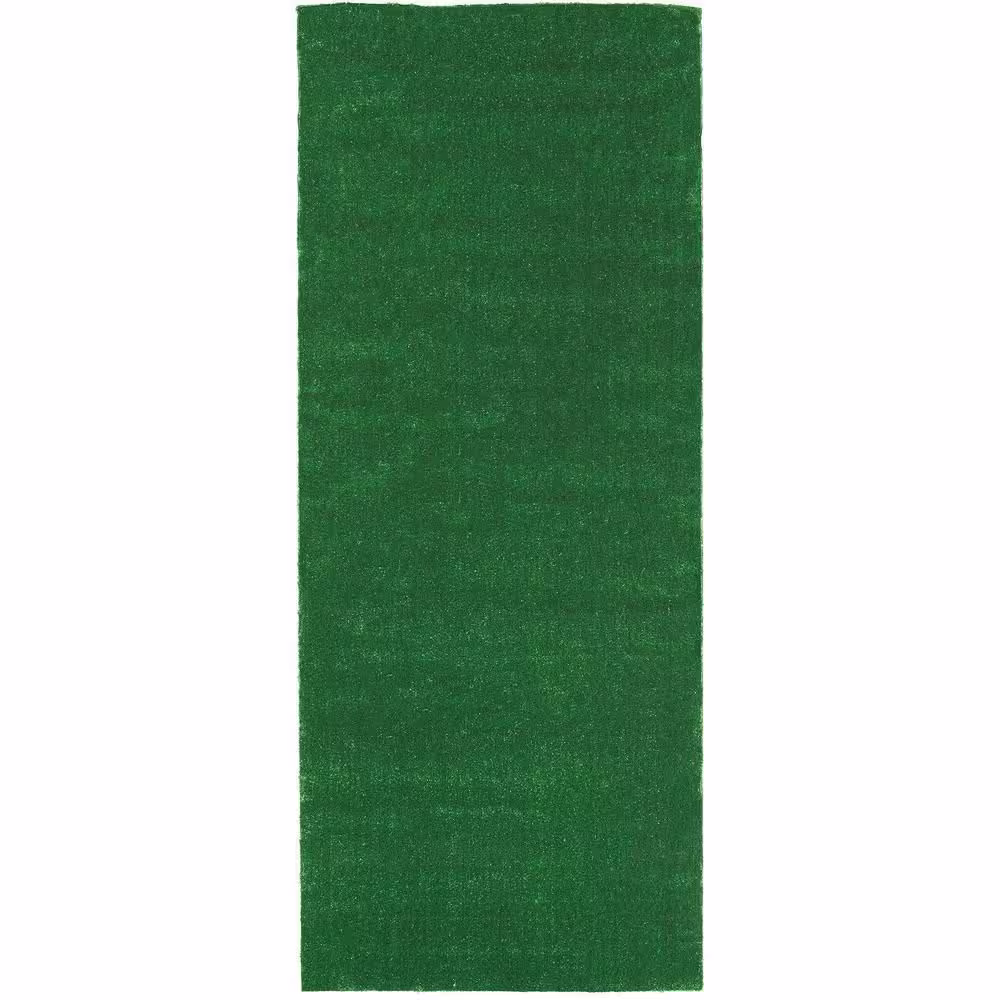 Sweet Home Stores Green 2 ft. x 22 ft. Meadowland Collection Waterproof Solid Grass Artificial Grass Indoor/Outdoor Area Rug