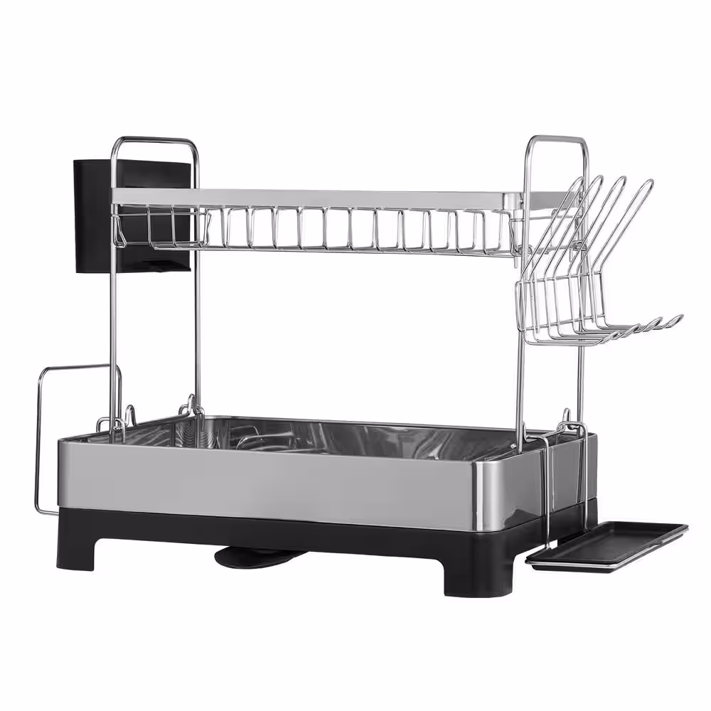 None Dish Drying Rack 2 Tier Large Capacity Dish Drainers Rustproof Stainless Steel Dish Drainer Dish Racks