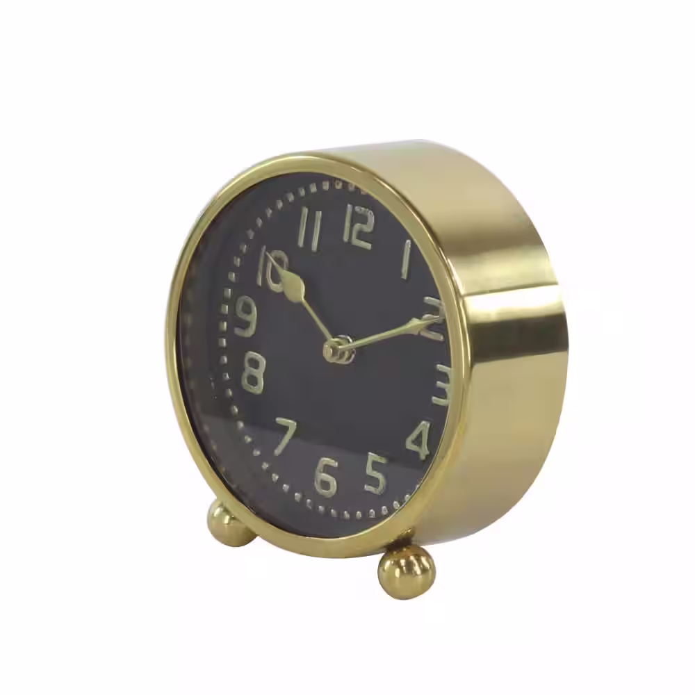 Litton Lane Multi Colored Stainless Steel Glam Analog Tabletop Clock (Set of 2)
