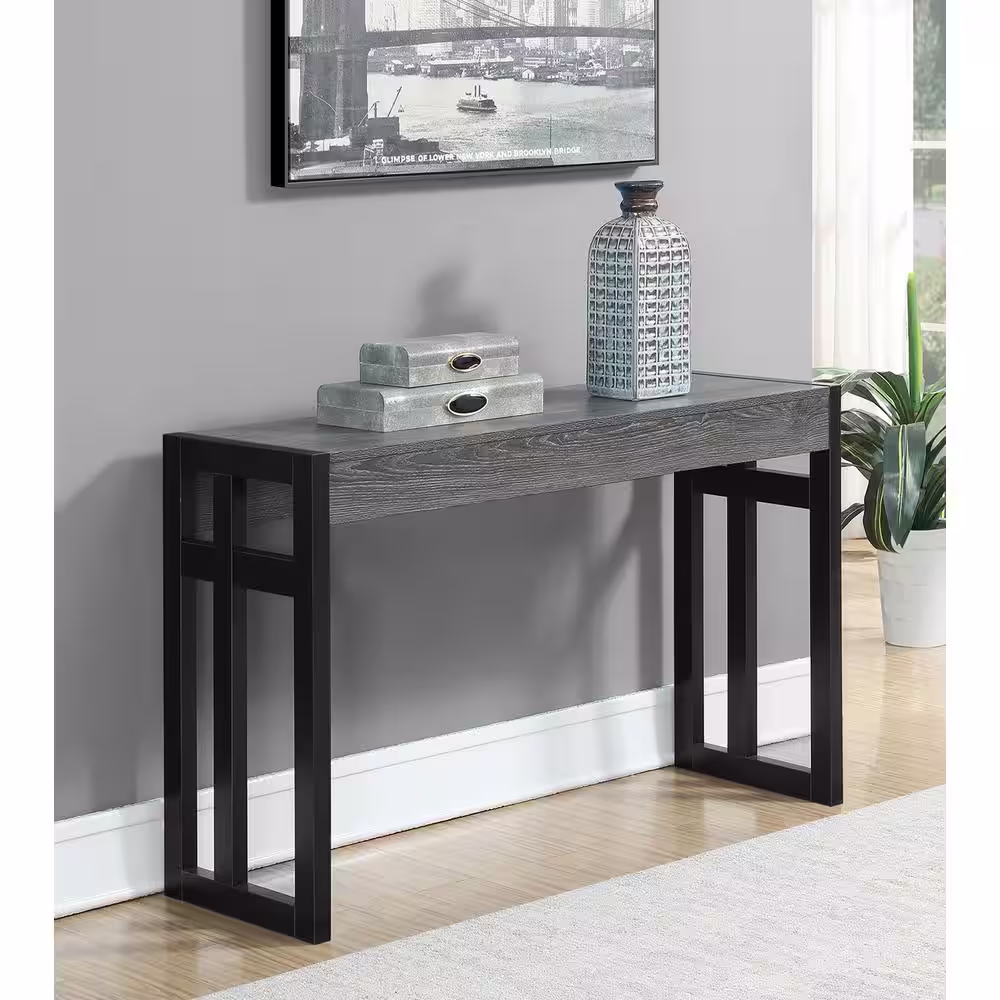 Convenience Concepts Monterey 50 in. Weathered Gray/Black Standard Rectangle Wood Console Table
