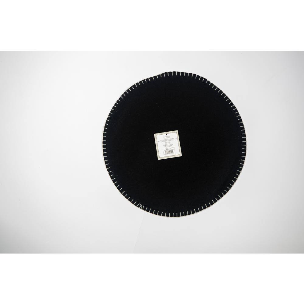 Lintex Oliver Black 100% Cotton Placemat 15 in. Round (Set of 4)