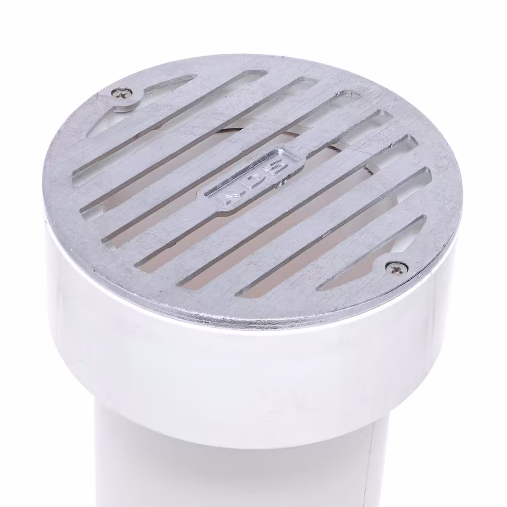 NDS 4 in. Chrome Round Drainage Grate with PVC Collar