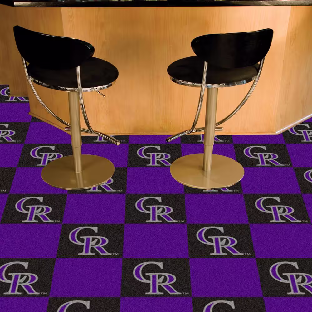 FANMATS Colorado Rockies Purple Residential 18 in. x 18 Peel and Stick Carpet Tile (20 Tiles/Case) 45 sq. ft.
