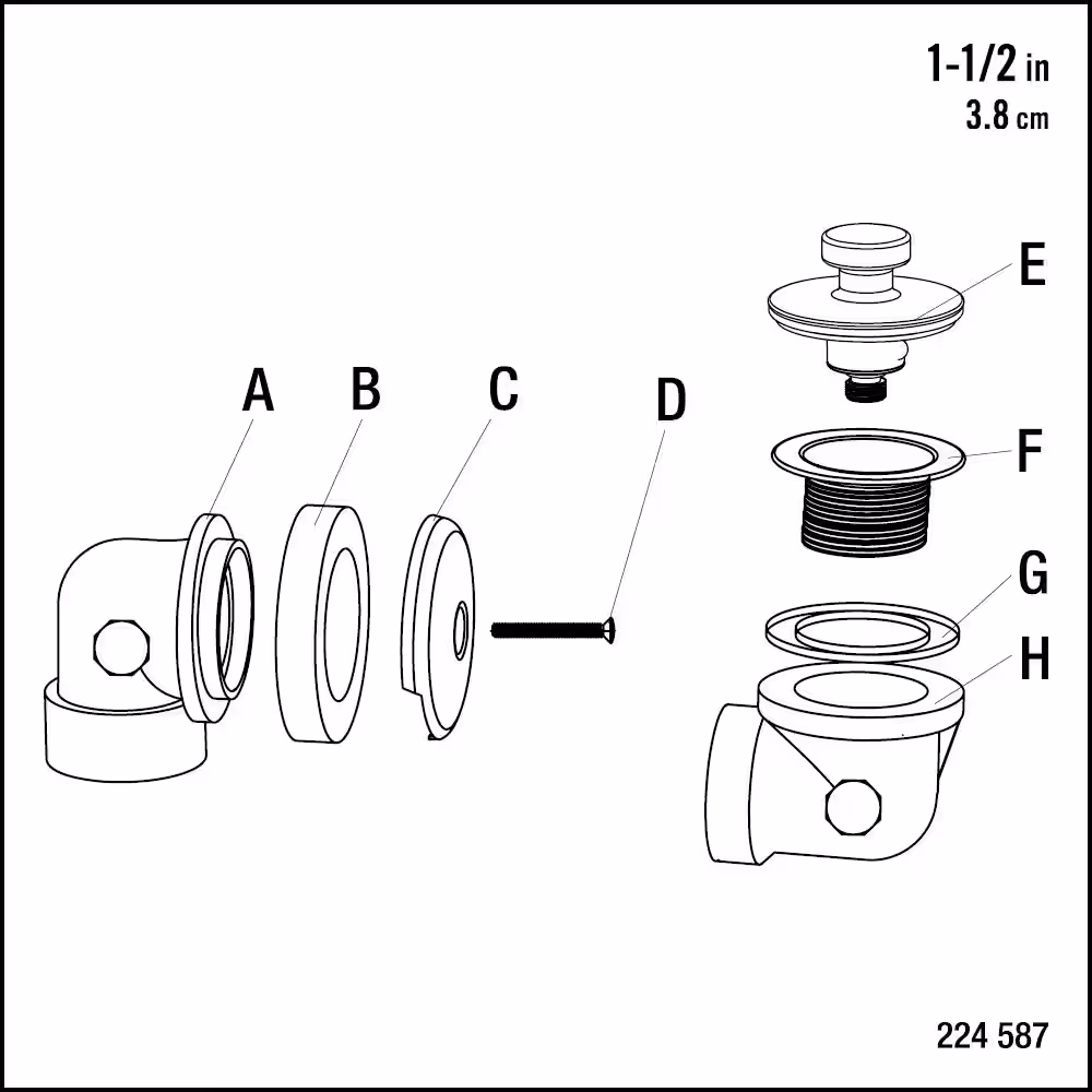 Everbilt Twist and Close 1-1/2 in. Sch. 40 White PVC Bath Waste and Overflow Tub Drain Plumbers Kit in Chrome